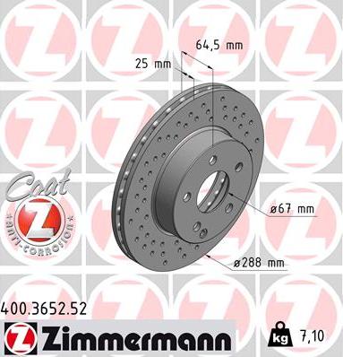 Zimmermann 400.3652.52 - Bremžu diski www.autospares.lv