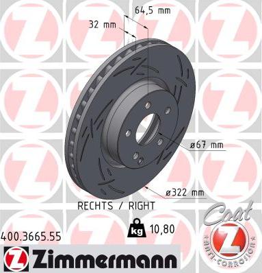 Zimmermann 400.3664.55 - Bremžu diski www.autospares.lv