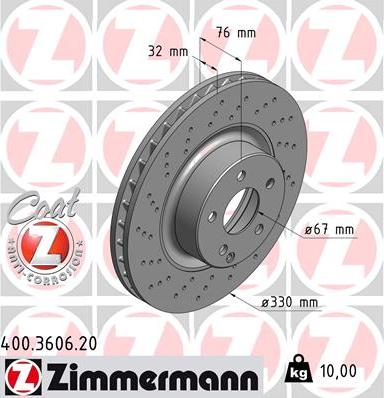 Zimmermann 400.3606.20 - Bremžu diski www.autospares.lv