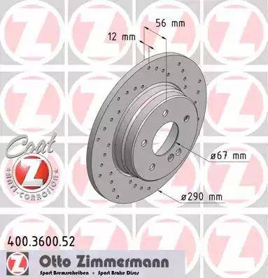 Zimmermann 400.3600.52 - Bremžu diski www.autospares.lv