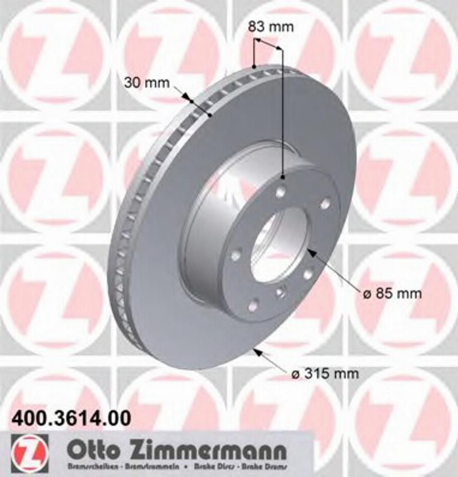 Zimmermann 400.3614.00 - Bremžu diski www.autospares.lv