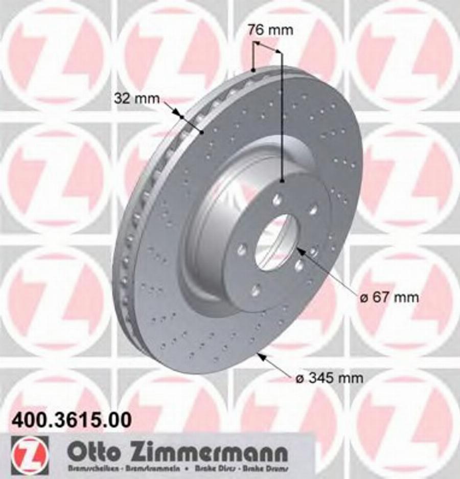 Zimmermann 400.3615.00 - Bremžu diski www.autospares.lv