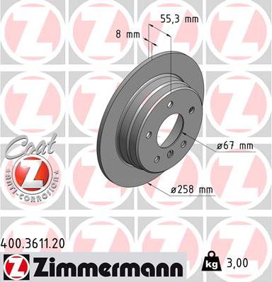 Zimmermann 400.3611.20 - Bremžu diski autospares.lv