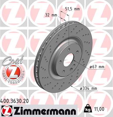 Zimmermann 400.3630.20 - Bremžu diski www.autospares.lv