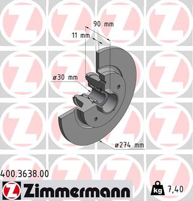 Zimmermann 400.3638.00 - Bremžu diski www.autospares.lv