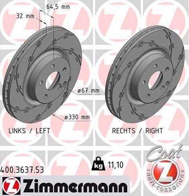 Zimmermann 400.3637.53 - Bremžu diski www.autospares.lv