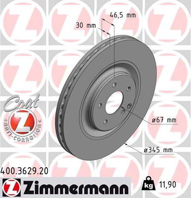 Zimmermann 400.3629.20 - Bremžu diski www.autospares.lv