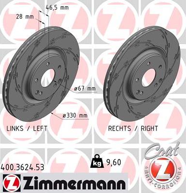 Zimmermann 400.3624.53 - Bremžu diski www.autospares.lv