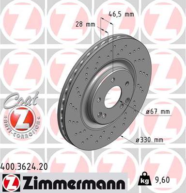 Zimmermann 400.3624.20 - Bremžu diski www.autospares.lv