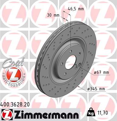 Zimmermann 400.3628.20 - Bremžu diski www.autospares.lv