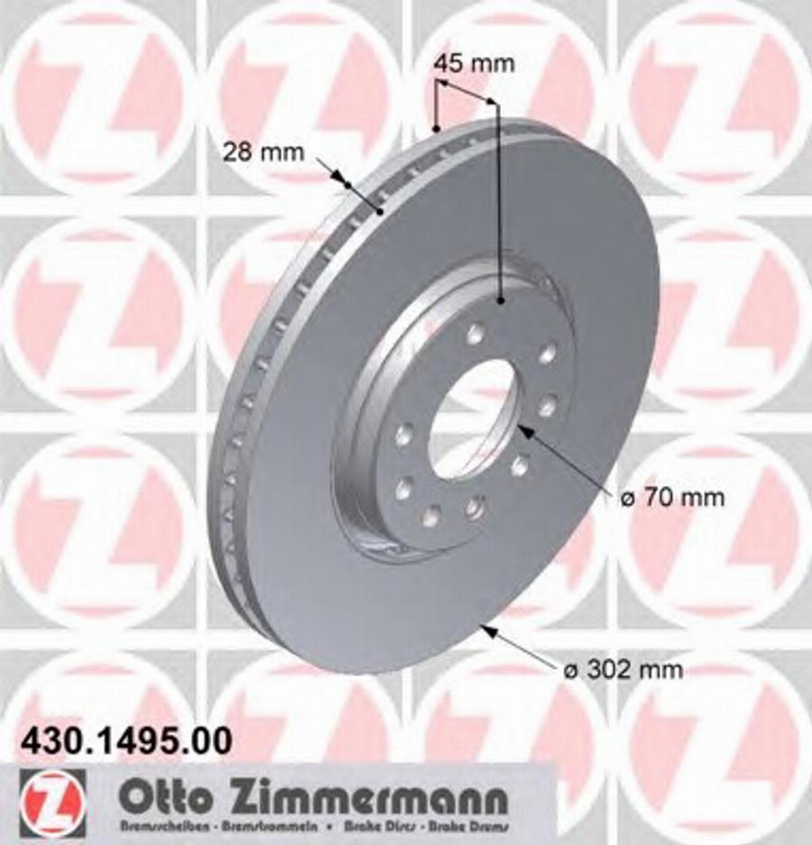 Zimmermann 430.1495.00 - Bremžu diski www.autospares.lv