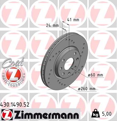 Zimmermann 430.1490.52 - Bremžu diski autospares.lv