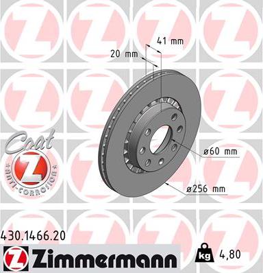 Zimmermann 430.1466.20 - Bremžu diski autospares.lv