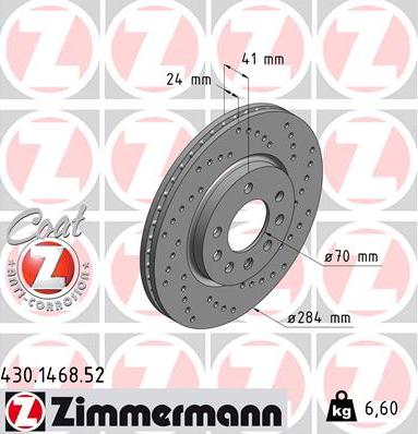 Zimmermann 430.1468.52 - Bremžu diski autospares.lv