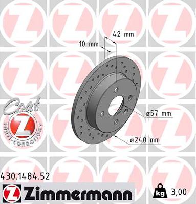 Zimmermann 430.1484.52 - Bremžu diski www.autospares.lv