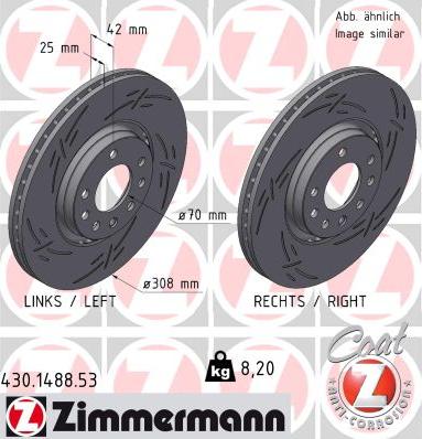 Zimmermann 430.1488.53 - Тормозной диск www.autospares.lv