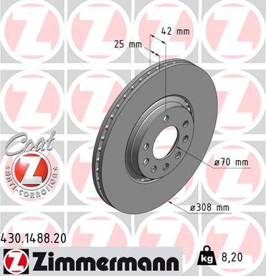 Zimmermann 430.1488.20 - Bremžu diski www.autospares.lv