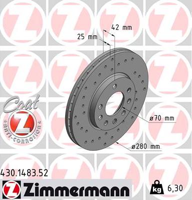 Zimmermann 430.1483.52 - Bremžu diski autospares.lv