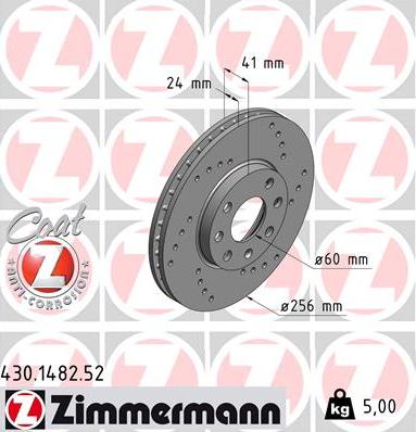 Zimmermann 430.1482.52 - Bremžu diski autospares.lv