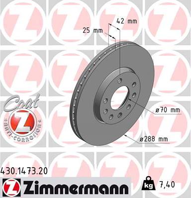 Zimmermann 430.1473.20 - Тормозной диск www.autospares.lv