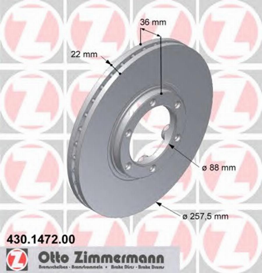 Zimmermann 430.1472.00 - Bremžu diski www.autospares.lv