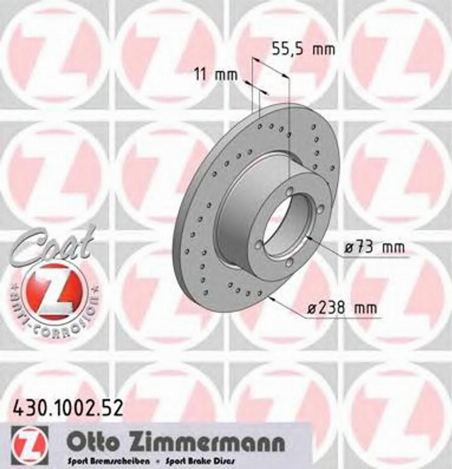 Zimmermann 430.1002.52 - Bremžu diski autospares.lv