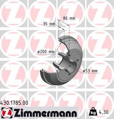 Zimmermann 430.1785.00 - Bremžu trumulis www.autospares.lv