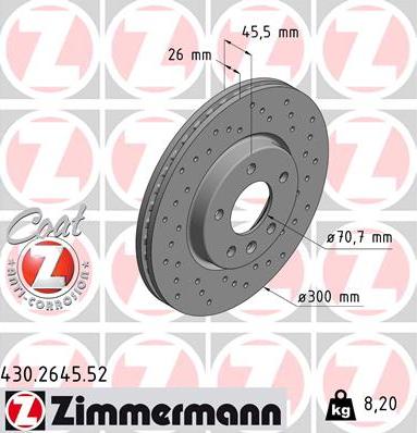 Zimmermann 430.2645.52 - Bremžu diski www.autospares.lv