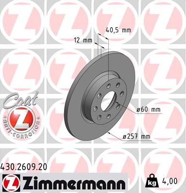 Zimmermann 430.2609.20 - Bremžu diski www.autospares.lv