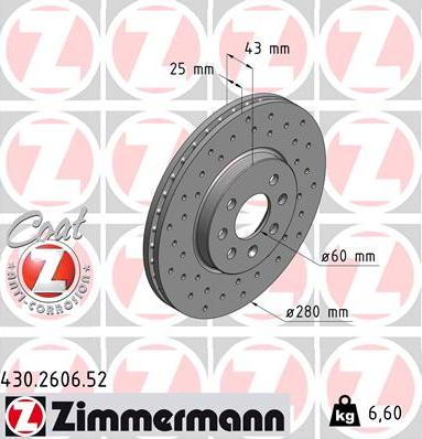 Zimmermann 430.2606.52 - Bremžu diski autospares.lv