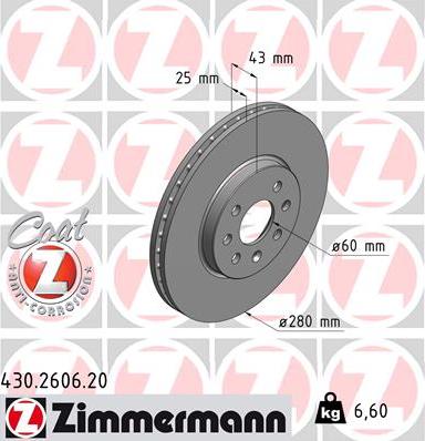 Zimmermann 430.2606.20 - Bremžu diski autospares.lv