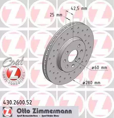 Zimmermann 430.2600.52 - Bremžu diski www.autospares.lv