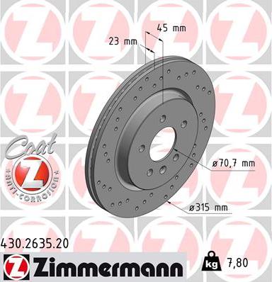 Zimmermann 430.2635.20 - Bremžu diski www.autospares.lv