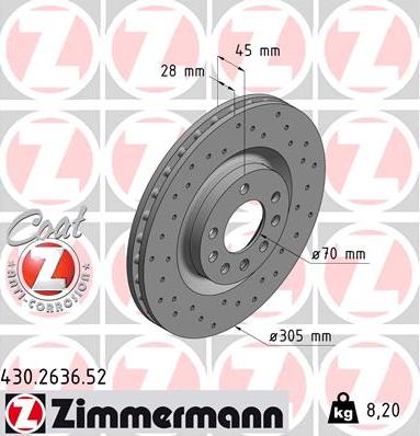 Zimmermann 430.2636.52 - Bremžu diski www.autospares.lv