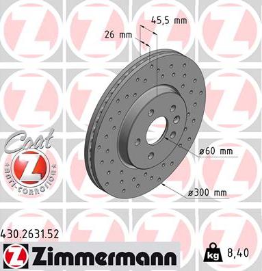 Zimmermann 430.2631.52 - Bremžu diski www.autospares.lv