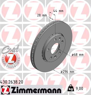 Zimmermann 430.2638.20 - Bremžu diski www.autospares.lv