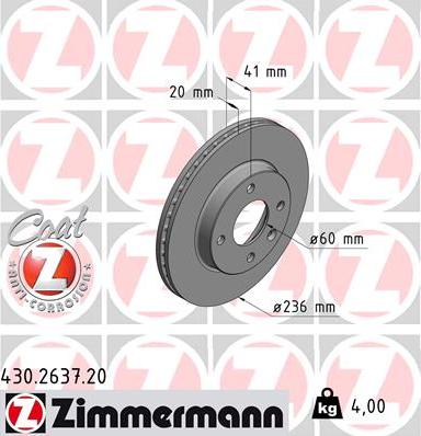 Zimmermann 430.2637.20 - Bremžu diski www.autospares.lv