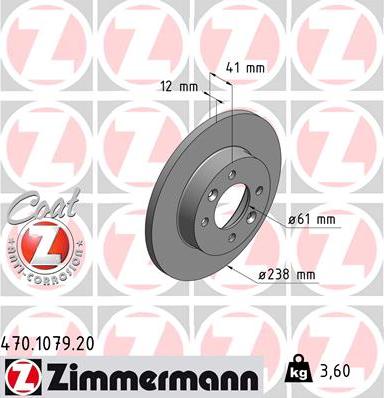 Zimmermann 470.1079.20 - Тормозной диск www.autospares.lv