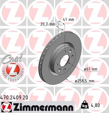 Zimmermann 470.2409.20 - Bremžu diski www.autospares.lv