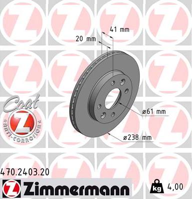 Zimmermann 470.2403.20 - Bremžu diski autospares.lv