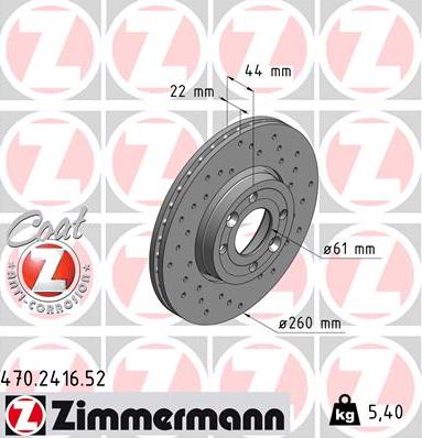 Zimmermann 470.2416.52 - Bremžu diski www.autospares.lv