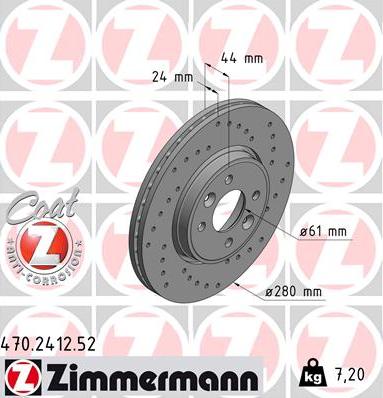 Zimmermann 470.2412.52 - Bremžu diski www.autospares.lv