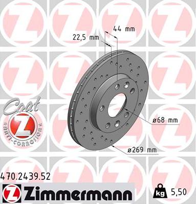 Zimmermann 470.2439.52 - Bremžu diski www.autospares.lv