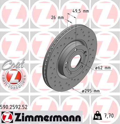 Zimmermann 590.2592.52 - Тормозной диск www.autospares.lv