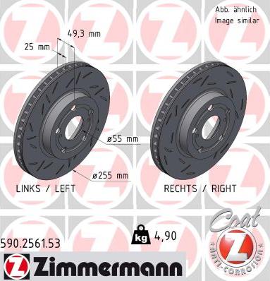 Zimmermann 590.2561.53 - Тормозной диск www.autospares.lv