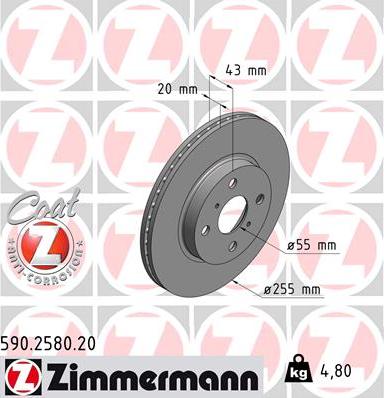 Zimmermann 590.2580.20 - Bremžu diski autospares.lv