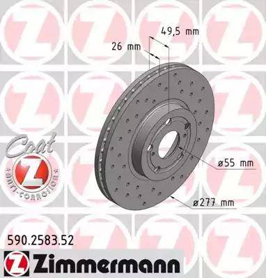 Zimmermann 590.2583.52 - Тормозной диск www.autospares.lv