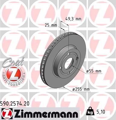 Zimmermann 590.2574.20 - Bremžu diski www.autospares.lv