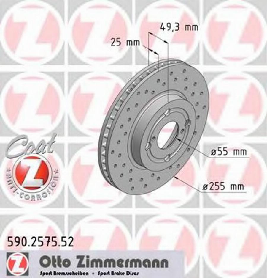 Zimmermann 590.2575.52 - Bremžu diski autospares.lv