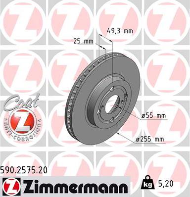 Zimmermann 590.2575.20 - Bremžu diski autospares.lv